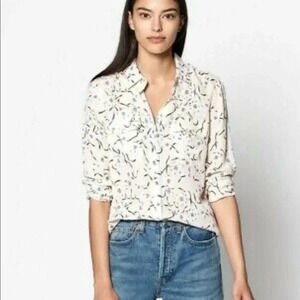 EQUIPMENT FEMME NWT Slim Signature Button Front Silk Shirt Top Down Up